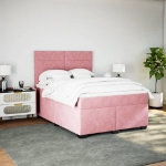Giroletto a Molle con Materasso Rosa 140x200 cm in Velluto