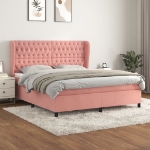 Giroletto a Molle con Materasso Rosa 160x200 cm in Velluto