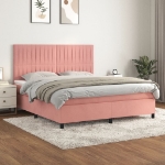 Giroletto a Molle con Materasso Rosa 160x200 cm in Velluto
