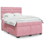 Giroletto a Molle con Materasso Rosa 160x200 cm in Velluto