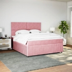 Giroletto a Molle con Materasso Rosa 180x200 cm in Velluto