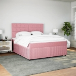 Giroletto a Molle con Materasso Rosa 180x200 cm in Velluto