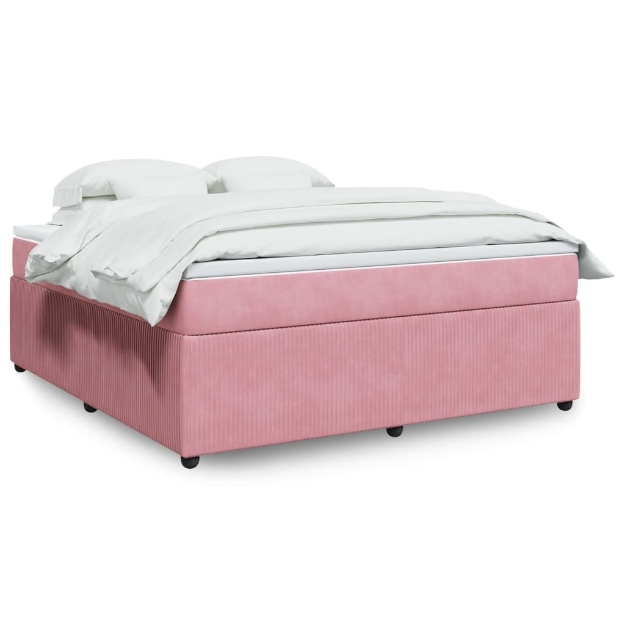 Giroletto a Molle con Materasso Rosa 180x200 cm in Velluto