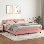 Giroletto a Molle con Materasso Rosa 180x200 cm in Velluto