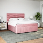 Giroletto a Molle con Materasso Rosa 180x200 cm in Velluto