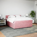 Giroletto a Molle con Materasso Rosa 180x200 cm in Velluto