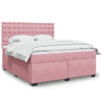 Giroletto a Molle con Materasso Rosa 180x200 cm in Velluto