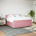 Giroletto a Molle con Materasso Rosa 180x200 cm in Velluto