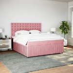 Giroletto a Molle con Materasso Rosa 180x200 cm in Velluto