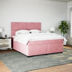 Giroletto a Molle con Materasso Rosa 180x200 cm in Velluto