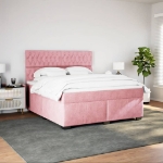 Giroletto a Molle con Materasso Rosa 180x200 cm in Velluto