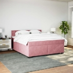 Giroletto a Molle con Materasso Rosa 180x200 cm in Velluto
