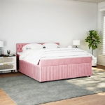 Giroletto a Molle con Materasso Rosa 180x200 cm in Velluto