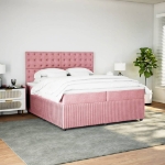 Giroletto a Molle con Materasso Rosa 200x200 cm in Velluto