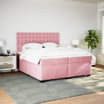 Giroletto a Molle con Materasso Rosa 200x200 cm in Velluto