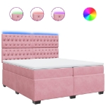 Giroletto a Molle con Materasso Rosa 200x200 cm in Velluto