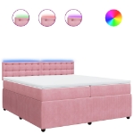 Giroletto a Molle con Materasso Rosa 200x200 cm in Velluto