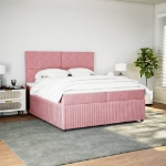 Giroletto a Molle con Materasso Rosa 200x200 cm in Velluto