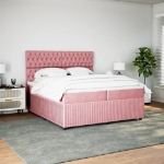 Giroletto a Molle con Materasso Rosa 200x200 cm in Velluto