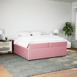 Giroletto a Molle con Materasso Rosa 200x200 cm in Velluto