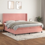 Giroletto a Molle con Materasso Rosa 200x200 cm in Velluto