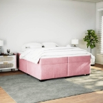 Giroletto a Molle con Materasso Rosa 200x200 cm in Velluto
