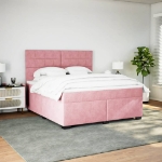 Giroletto a Molle con Materasso Rosa 200x200 cm in Velluto
