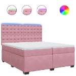 Giroletto a Molle con Materasso Rosa 200x200 cm in Velluto