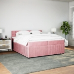 Giroletto a Molle con Materasso Rosa 200x200 cm in Velluto