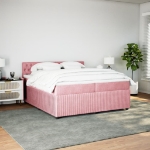 Giroletto a Molle con Materasso Rosa 200x200 cm in Velluto
