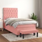 Giroletto a Molle con Materasso Rosa 80x200 cm in Velluto