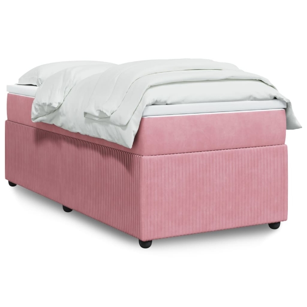 Giroletto a Molle con Materasso Rosa 80x200 cm in Velluto