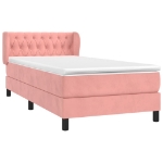 Giroletto a Molle con Materasso Rosa 90x190 cm in Velluto