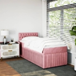 Giroletto a Molle con Materasso Rosa 90x190 cm in Velluto