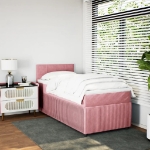 Giroletto a Molle con Materasso Rosa 90x190 cm in Velluto