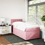 Giroletto a Molle con Materasso Rosa 90x200 cm in Velluto