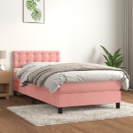 Giroletto a Molle con Materasso Rosa 90x200 cm in Velluto