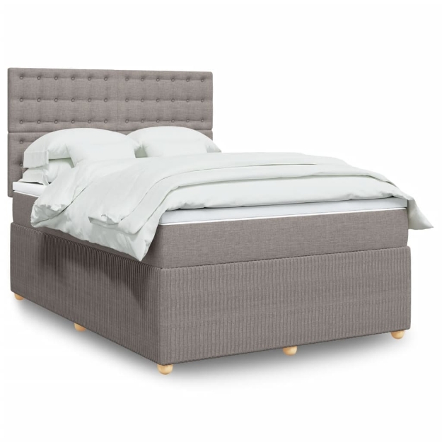 Giroletto a Molle con Materasso Tortora 140x190 cm in Tessuto