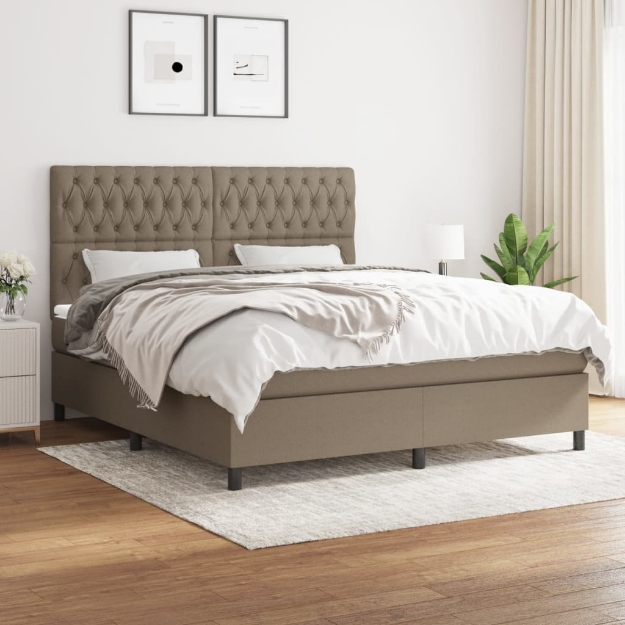 Giroletto a Molle con Materasso Tortora 180x200 cm in Tessuto