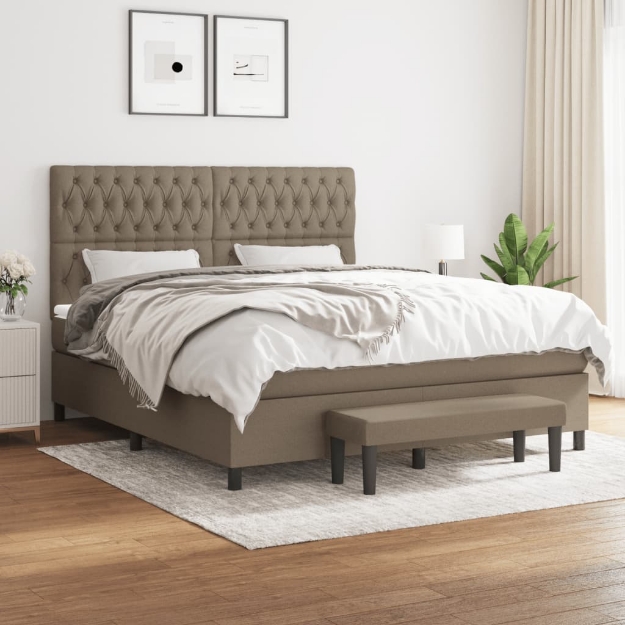 Giroletto a Molle con Materasso Tortora 180x200 cm in Tessuto