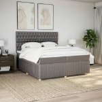 Giroletto a Molle con Materasso Tortora 200x200 cm in Tessuto