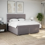 Giroletto a Molle con Materasso Tortora 200x200 cm in Tessuto