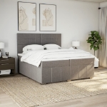 Giroletto a Molle con Materasso Tortora 200x200 cm in Tessuto