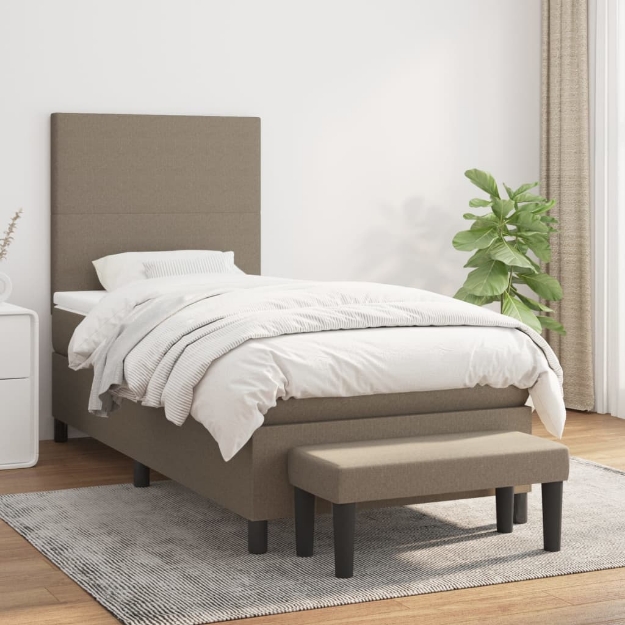 Giroletto a Molle con Materasso Tortora 90x190 cm in Tessuto