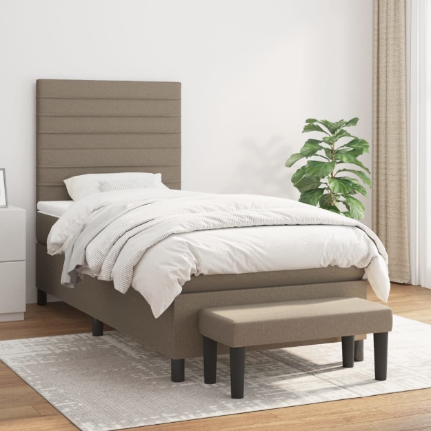 Giroletto a Molle con Materasso Tortora 90x190 cm in Tessuto