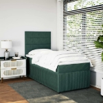 Giroletto a Molle con Materasso Verde Scuro 100x200 cm Velluto