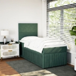 Giroletto a Molle con Materasso Verde Scuro 100x200 cm Velluto