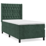 Giroletto a Molle con Materasso Verde Scuro 100x200 cm Velluto