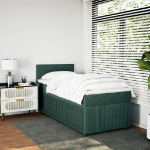 Giroletto a Molle con Materasso Verde Scuro 100x200 cm Velluto