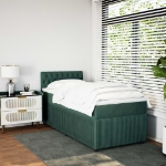 Giroletto a Molle con Materasso Verde Scuro 100x200 cm Velluto